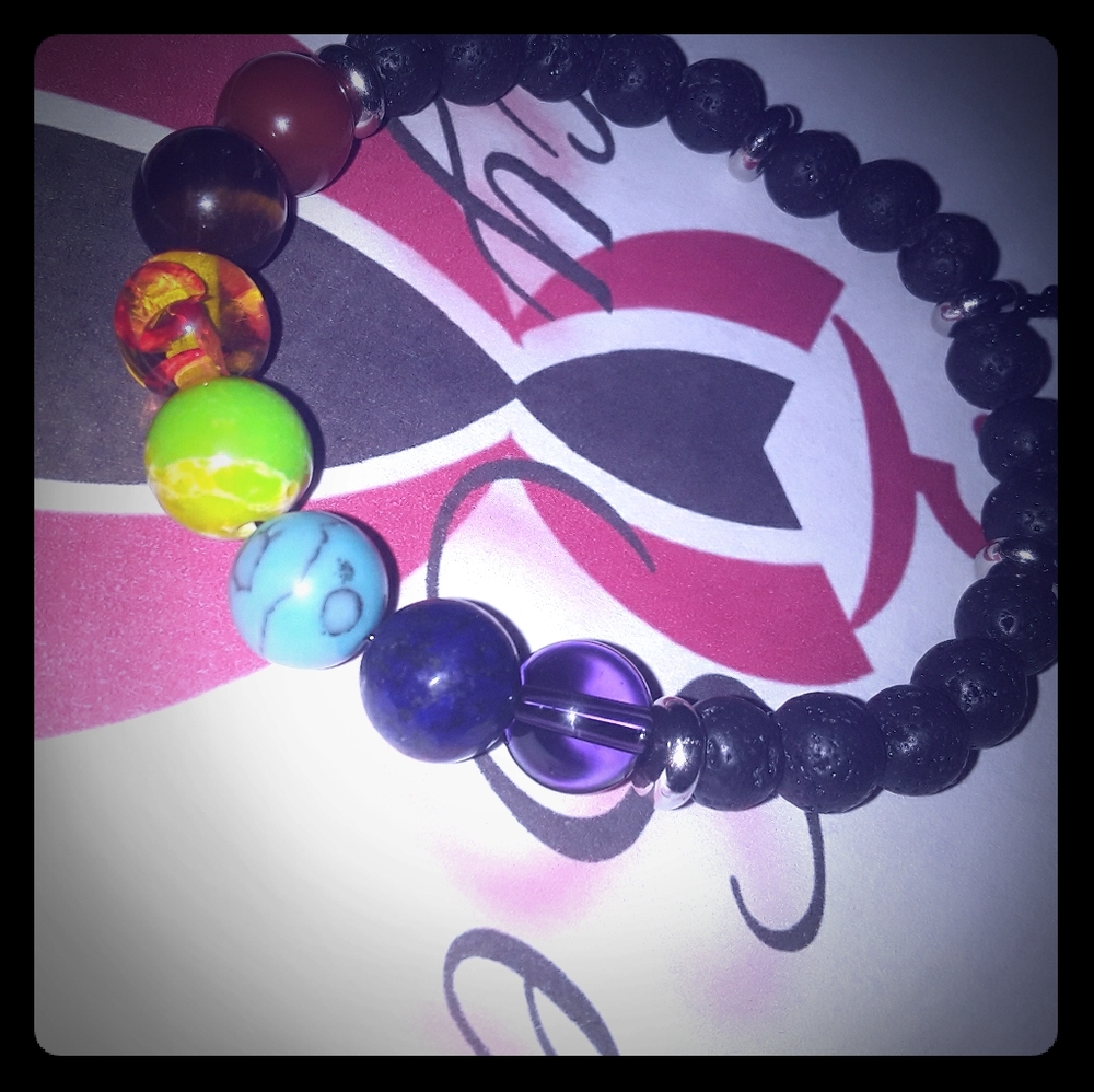 🧘‍♀️7 Chakra🧘‍♂️  lava bead bracelet